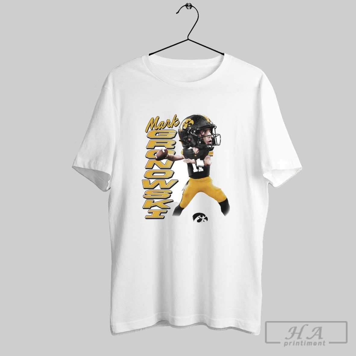 Mark Gronowski Big Head Caricature Iowa Football Tee Exclusive Design