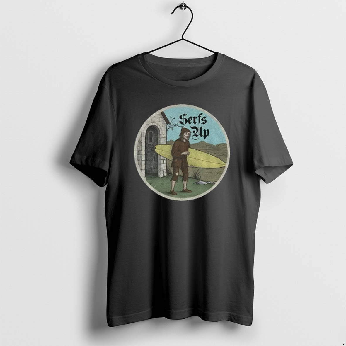 Medieval Surfer Serfs Up Cartoon Long Sleeve Premium Merch