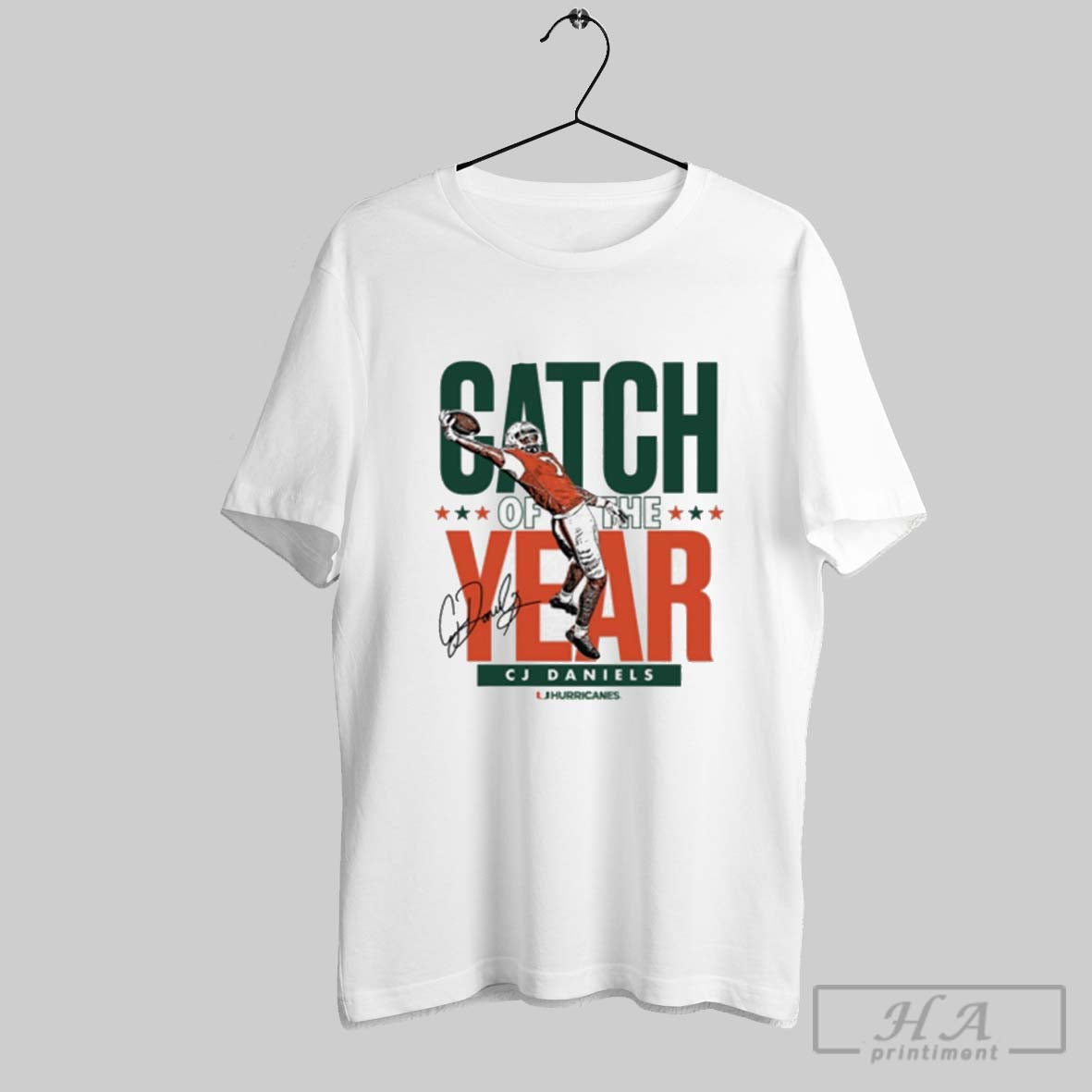 Miami Hurricanes White Cj Daniels Catch Year Tee Premium Look