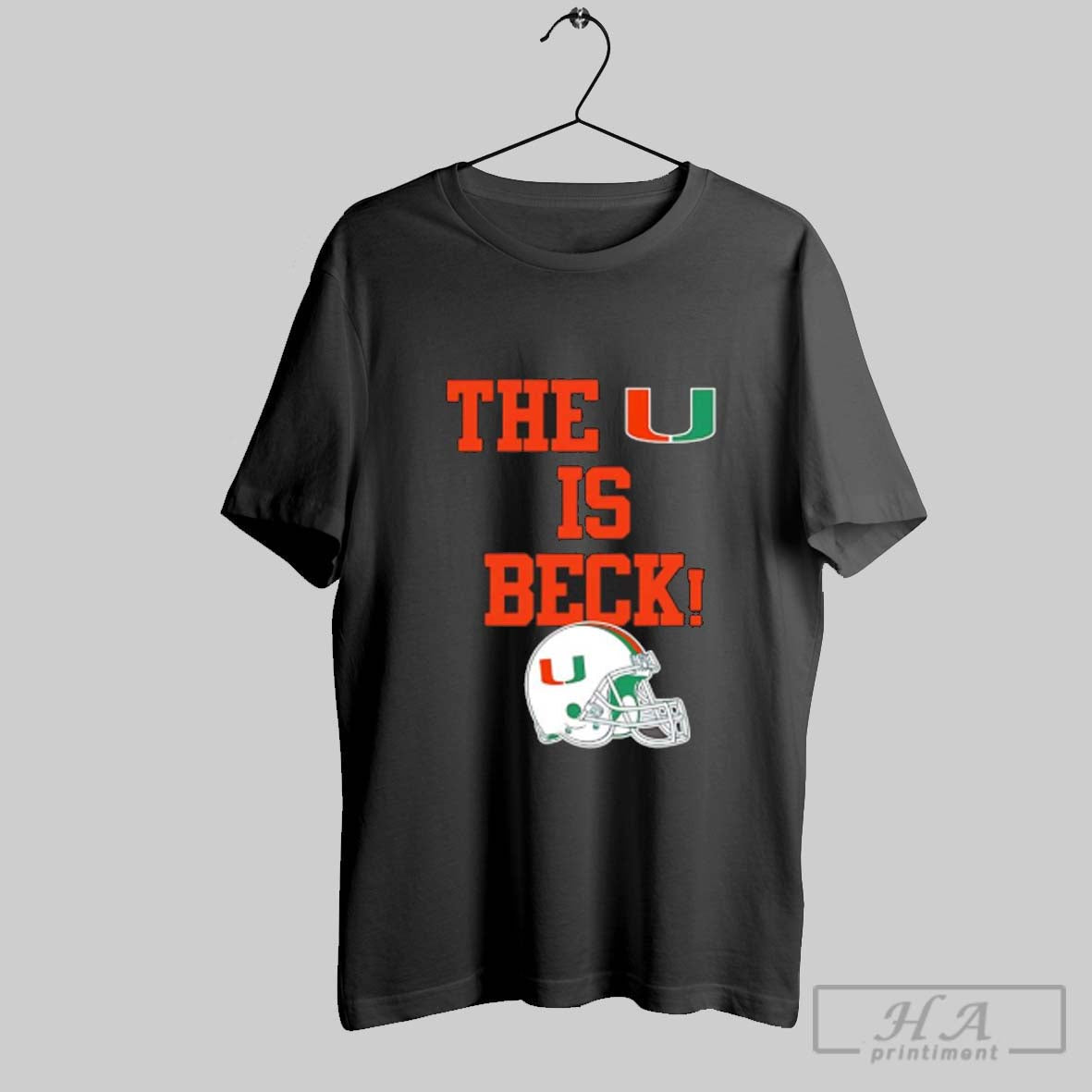 Miami Hurricanes Football U Is Beck Helmet Shirt Retro Fashion