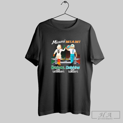 Miami Hurricanes Saturdays And Miami Dolphins Sundays Mascot 2025