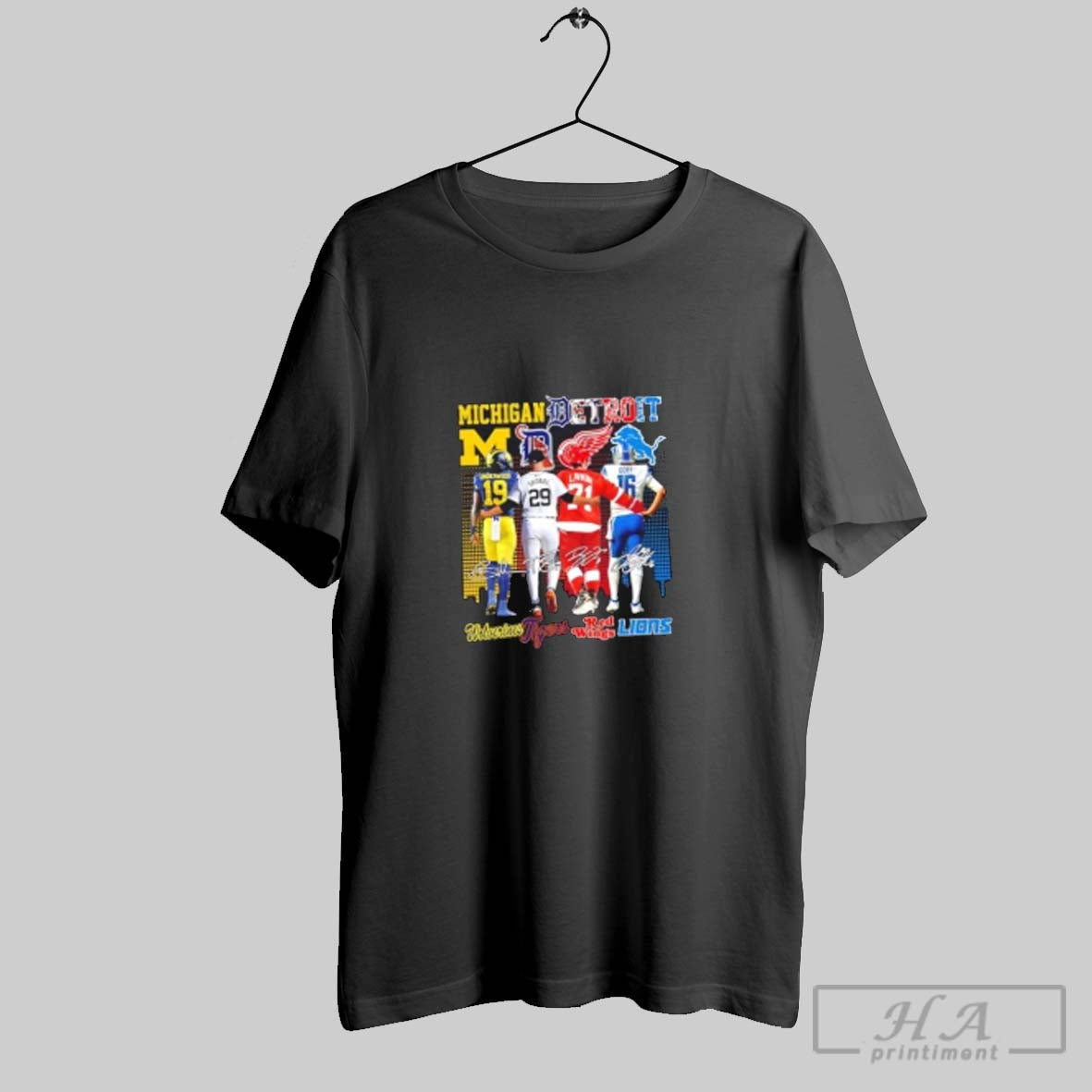 Michigan Wolverines Detroit Tigers Red Wings Lions Legends Skyline