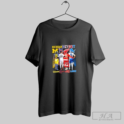 Michigan Wolverines Detroit Tigers Red Wings Lions Legends Skyline