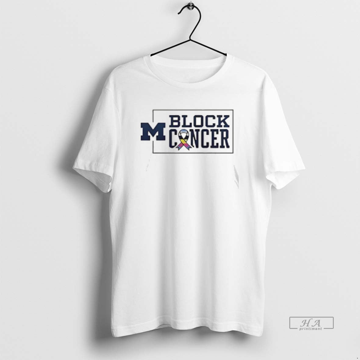 Michigan Wolverines Block Cancer Football Awareness Logo Sweatshirt