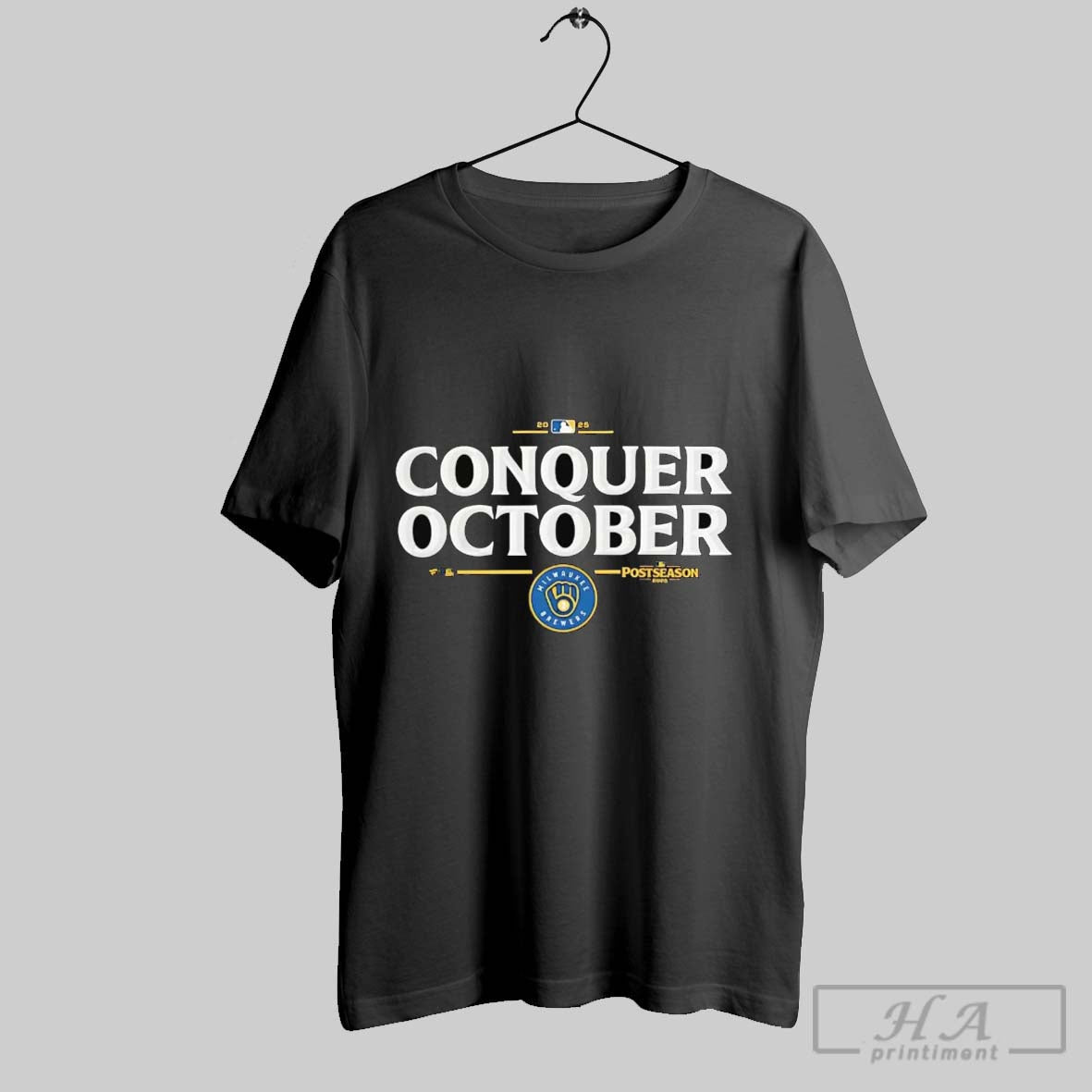 Milwaukee Brewers Conquer October 2025 Mlb Postseason Hoodie Retro