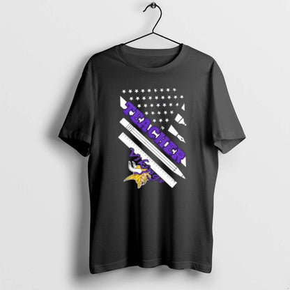 Minnesota Vikings Football X Teacher American Flag Sweatshirt