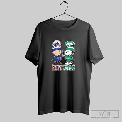 New York Snoopy Fist Bump Charlie Brown Mets And Jets Hoodie Unique