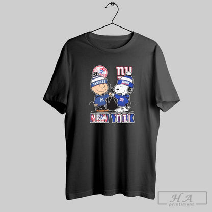 New York Snoopy Fist Bump Charlie Brown Yankees And Giants Long