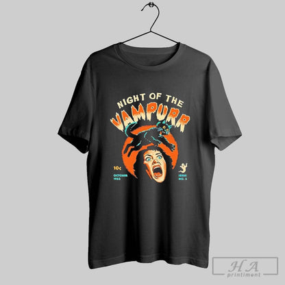Night Vampurr Black Cat Halloween Long Sleeve Trendy Design