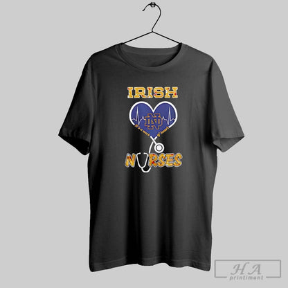 Notre Dame Irish Nurses Its Work Heart Heartbeat Logo Tank Top