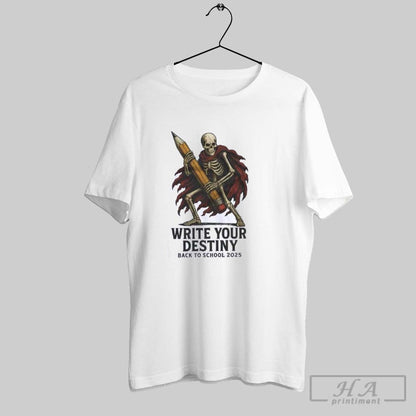Skeleton Reading Write Your Destiny Back To School 2025 Shirts Tank