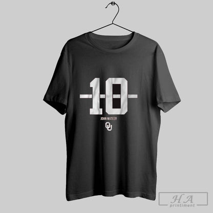 Oklahoma Sooners Football Ncaa John Mateer 10 Stripe Tee Elegant Art