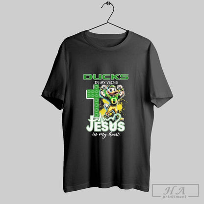 Oregon Ducks Football Mascot My Veins Jesus My Hear Sweatshirt Unique