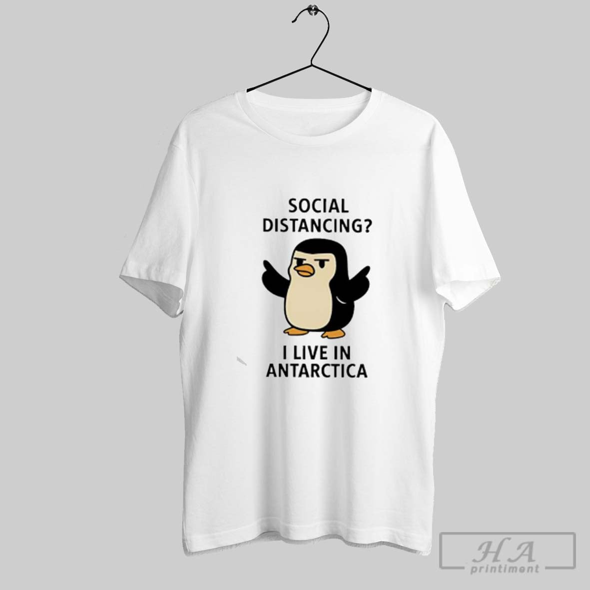 Penguin Social Distancing I Live Antarctica Sweatshirt Authentic