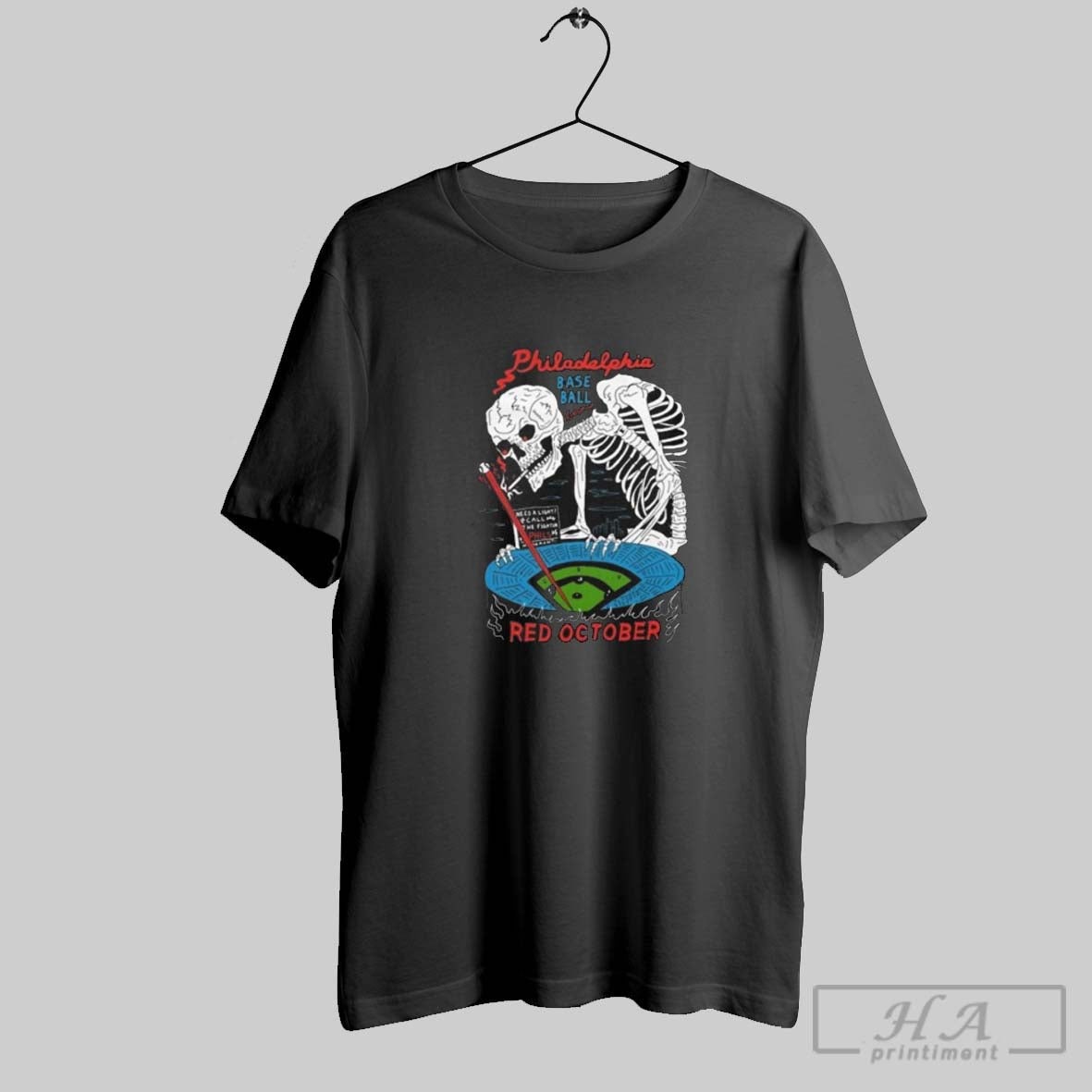 Philadelphia Baseball Red October Skull Sweatshirt Exclusive Apparel