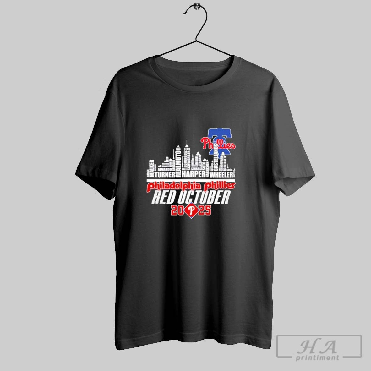 Philadelphia Phillies Skyline Player Name Red October 2025 Tee Trendy