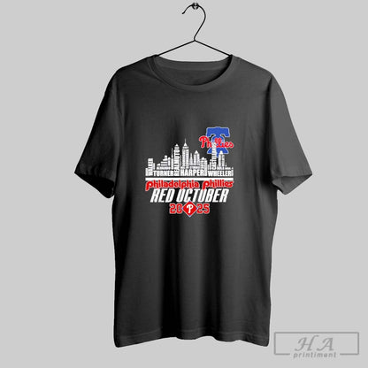Philadelphia Phillies Skyline Player Name Red October 2025 Tee Trendy