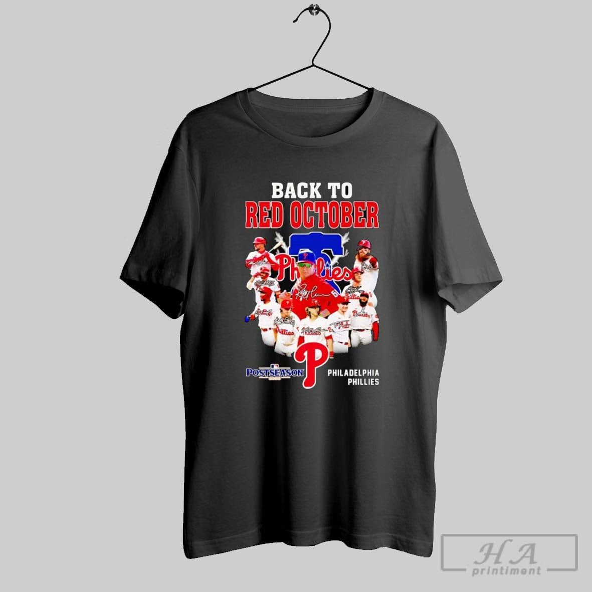 Phillies Team Players Back To Red October 2025 Postseason Tee Trendy