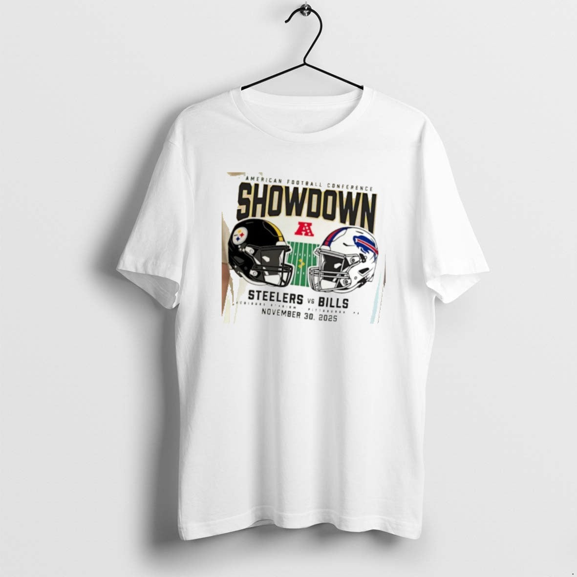Pittsburgh Steelers Vs Buffalo Bills Afc Showdown 2025 Helmets Tee