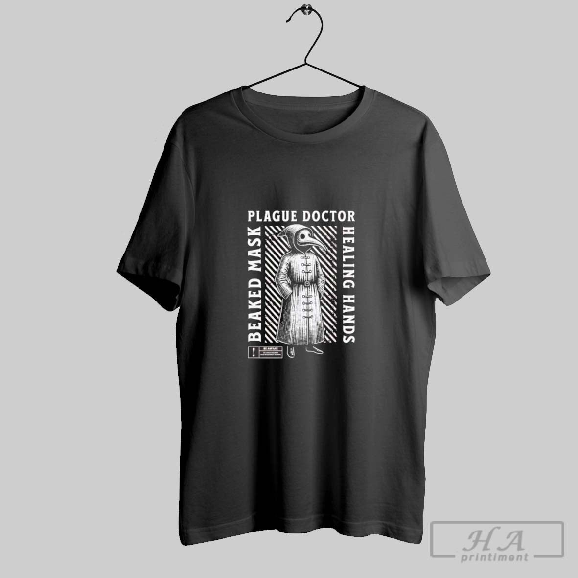 Plague Doctor Be Aware Beaked Mask Healing Hands Long Sleeve Vintage