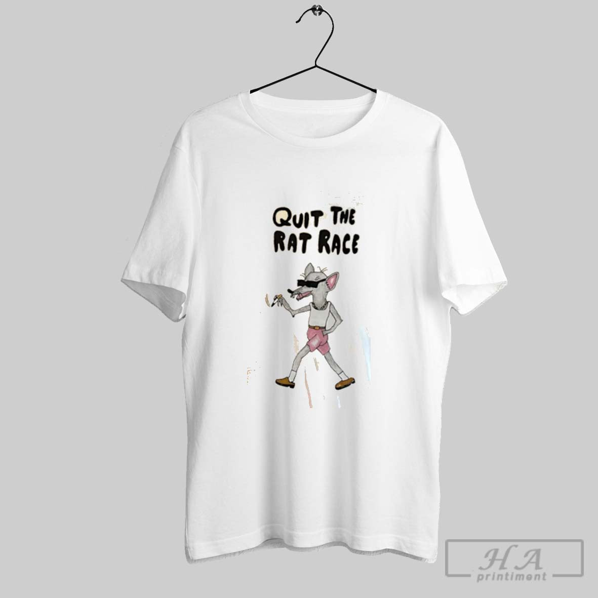 Quit Rat Race Art TShirt Retro Collection