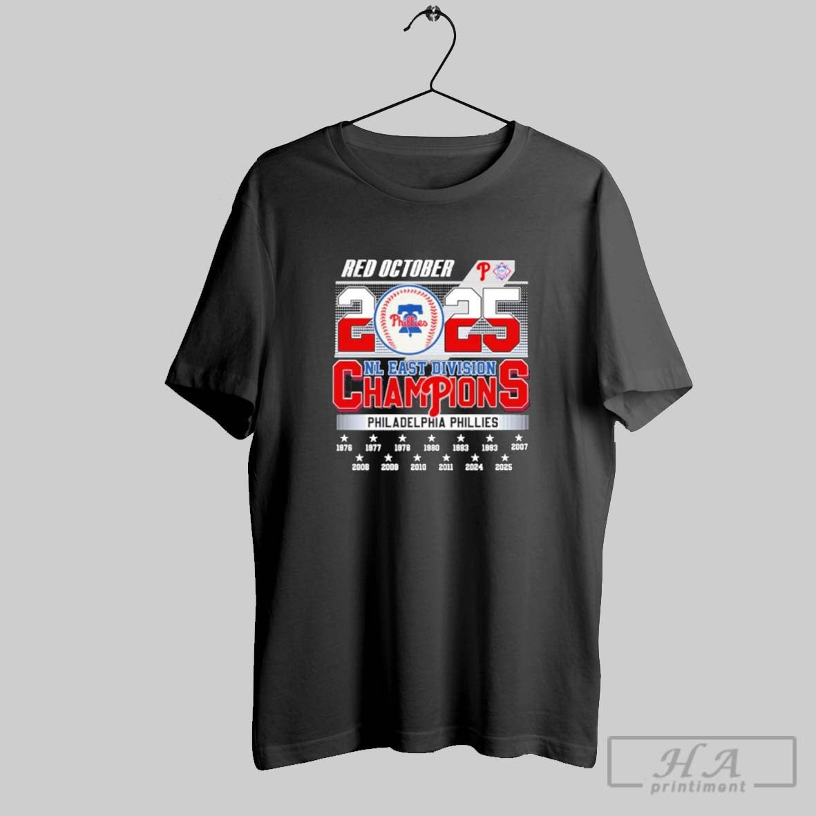 Red October 2025 Nl East Division Champions Philadelphia Phillies Tee
