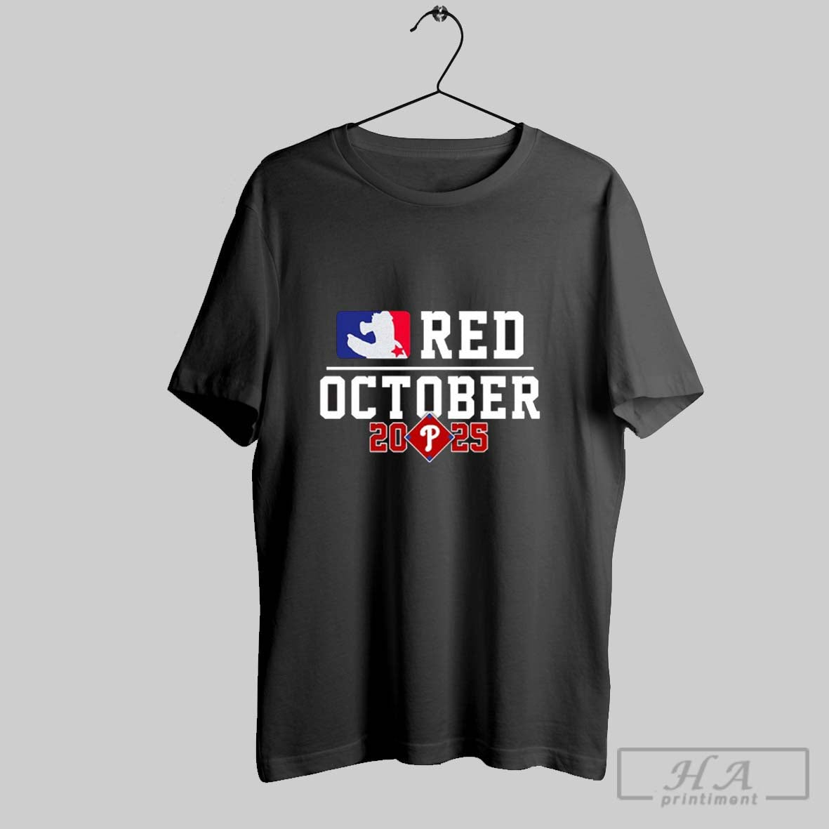 Red October 2025 Phillies Mlb Logo Parody Shirt Unique Apparel