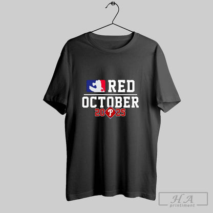 Red October 2025 Phillies Mlb Logo Parody Shirt Unique Apparel