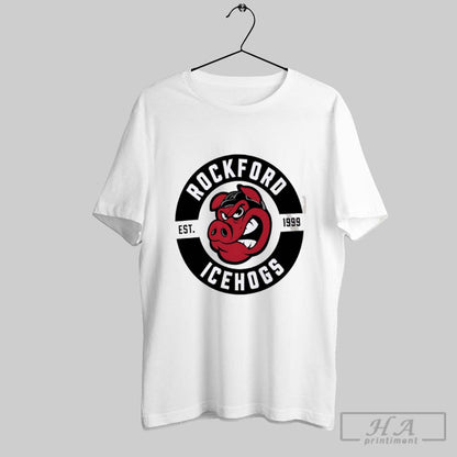Rockford Icehogs Est 1999 Logo Home Games White Tee Retro Gift