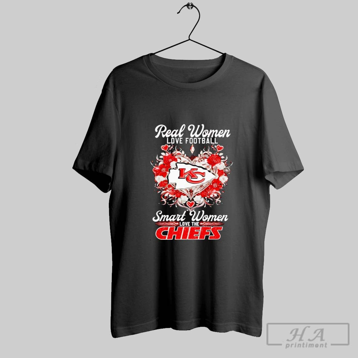 Rose Heart Real Love Football Smart Love Chiefs Tee Retro Art