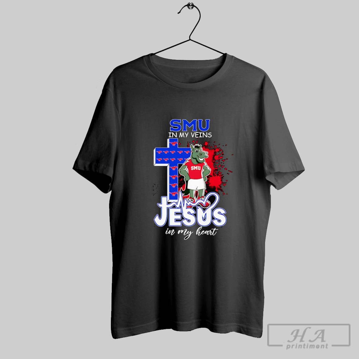 Smu My Veins Jesus My Heart Mascot Tee Premium Design