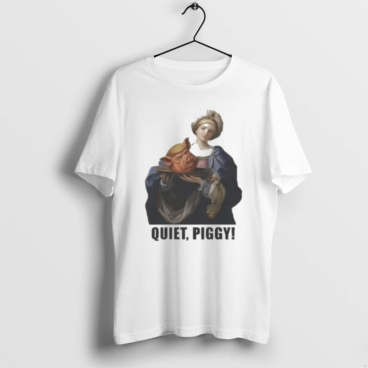 Saint Holding Pig Head Trump Quiet Piggy Tee Unique Outfit