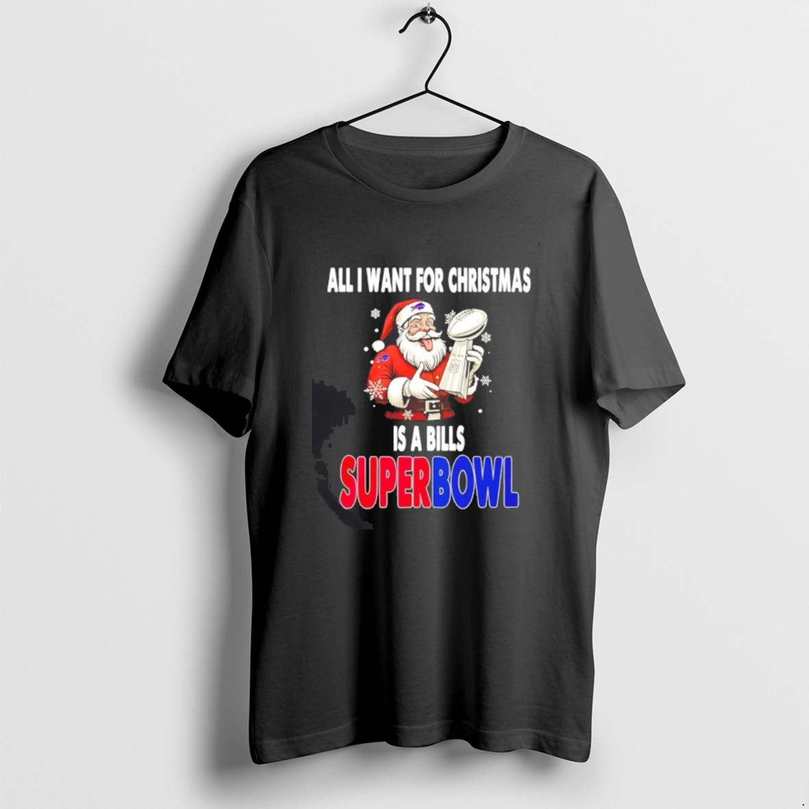 Santa All I Want Is Bills Super Bowl Trophy Hoodie Retro Design