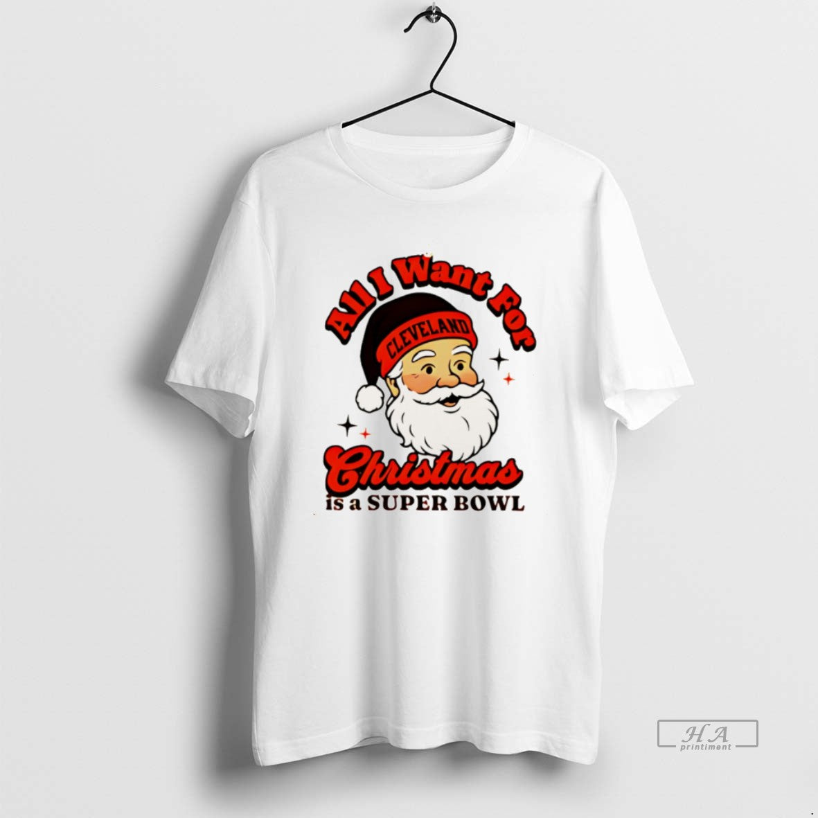 Santa Cleveland Football All I Want Is Super Bowl Shirt Vintage