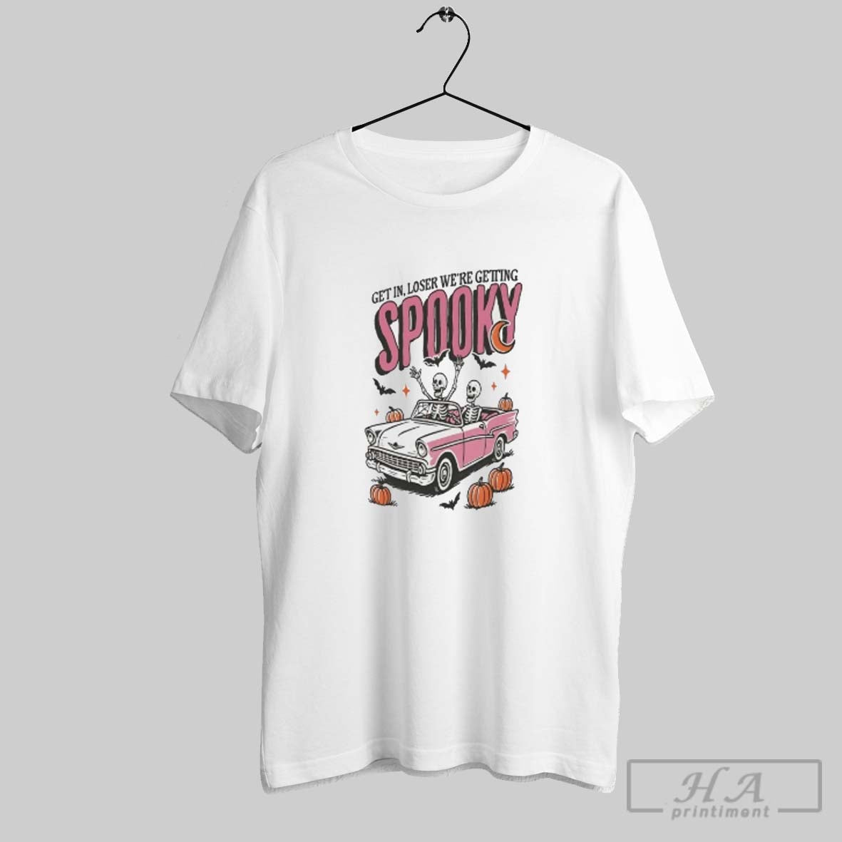 Skeleton Driving Get Loser Were Getting Spooky Halloween Tee Designer
