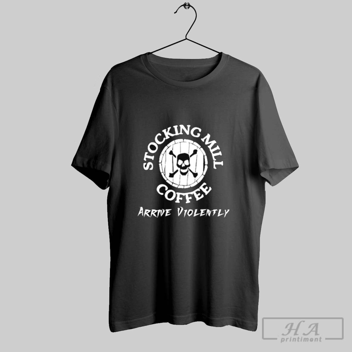 Skull Stocking Mill Coffee Arrive Violently Hoodie Stylish Apparel