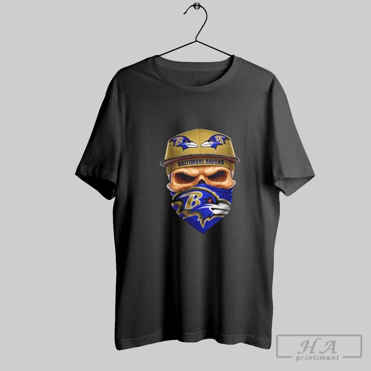 Skull Wearing Face Scarf Baltimore Ravens Football Hoodie Authentic