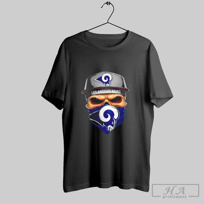 Skull Wearing Face Scarf Los Angeles Rams Football Tee Stylish Design