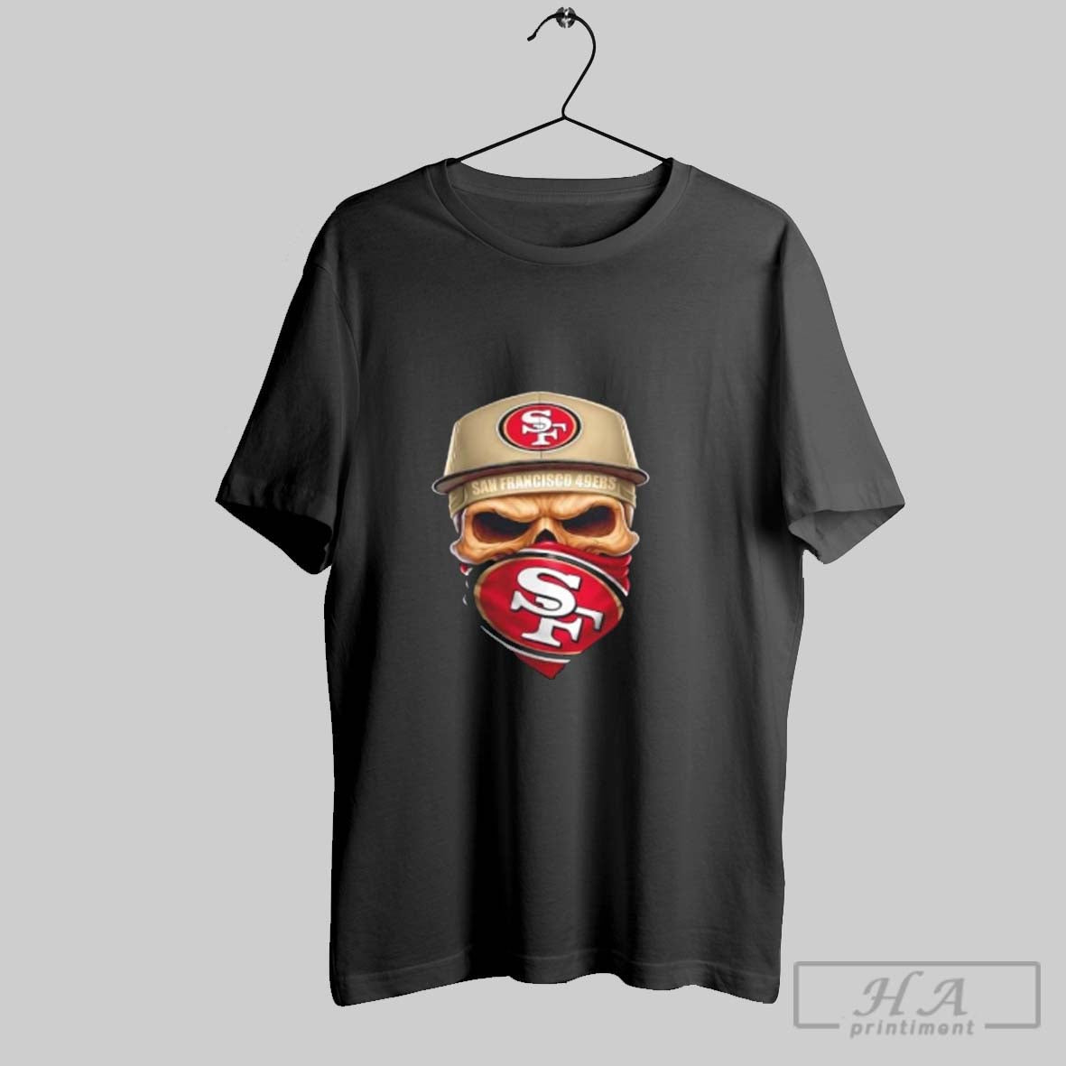 Skull Wearing Face Scarf San Francisco 49Ers Football Shirt Classic