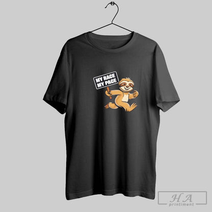 Sloth My Race My Pace Tech Sweatshirt Retro Merch