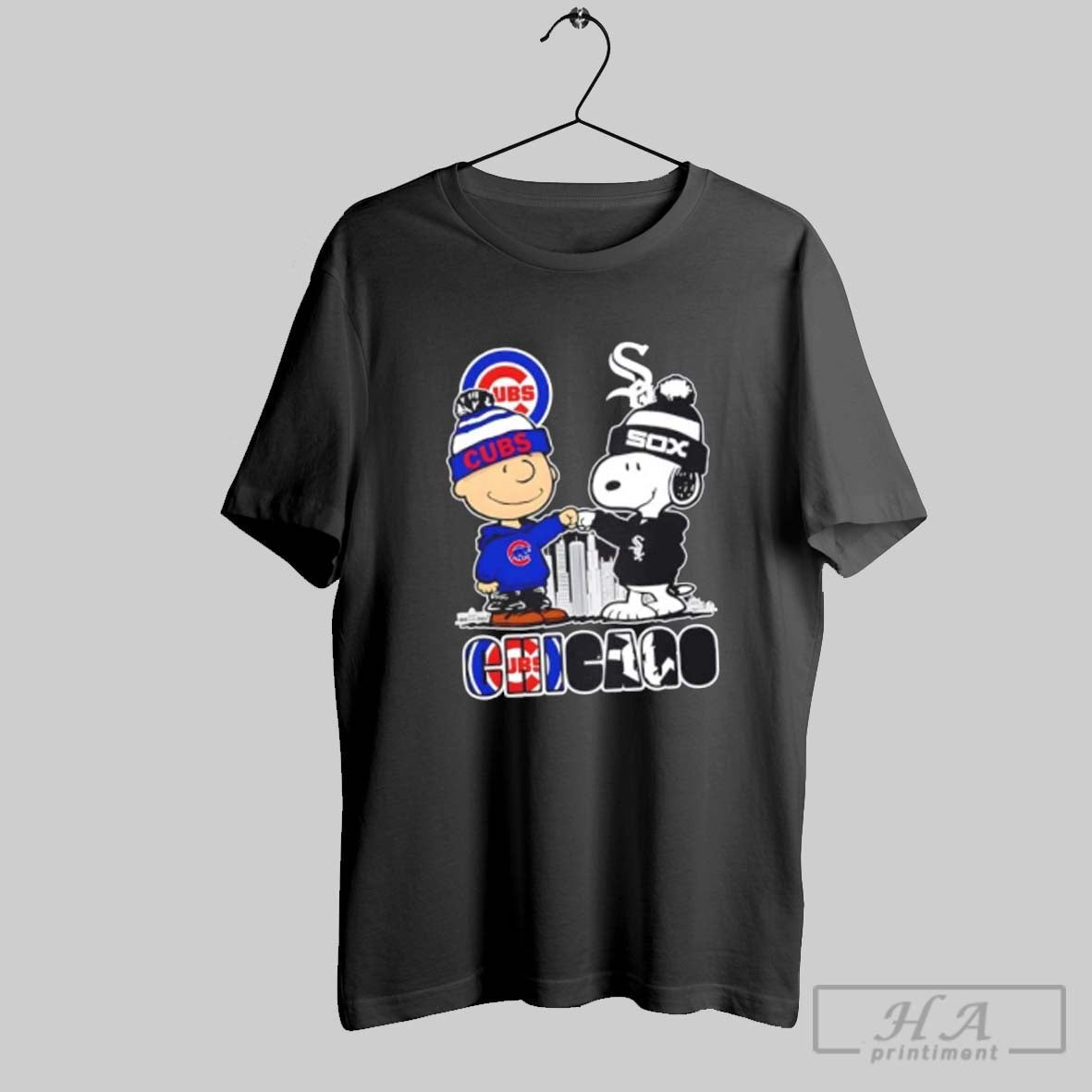 Snoopy And Charlie Brown Chicago City Sports Cubs X White Sox Skyline