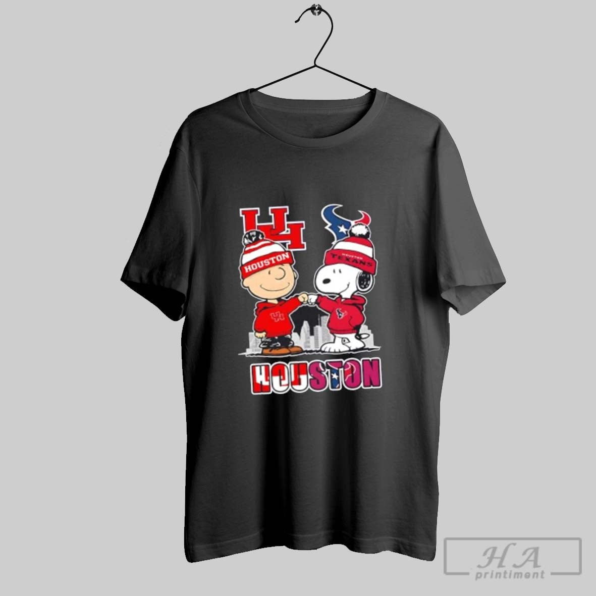 Snoopy And Charlie Brown Houston Sports Cougars X Texans Skyline
