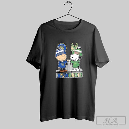 Snoopy And Charlie Brown Milwaukee Sports Brewers X Bucks Skyline