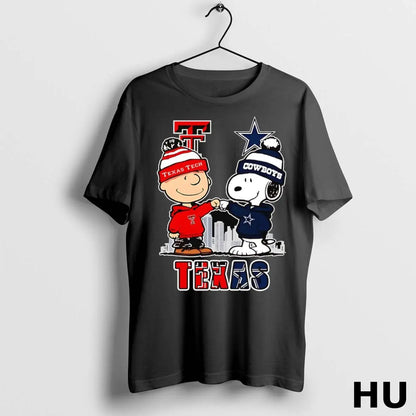 Snoopy And Charlie Brown Fist Bump Red Raiders And Cowboys Texas