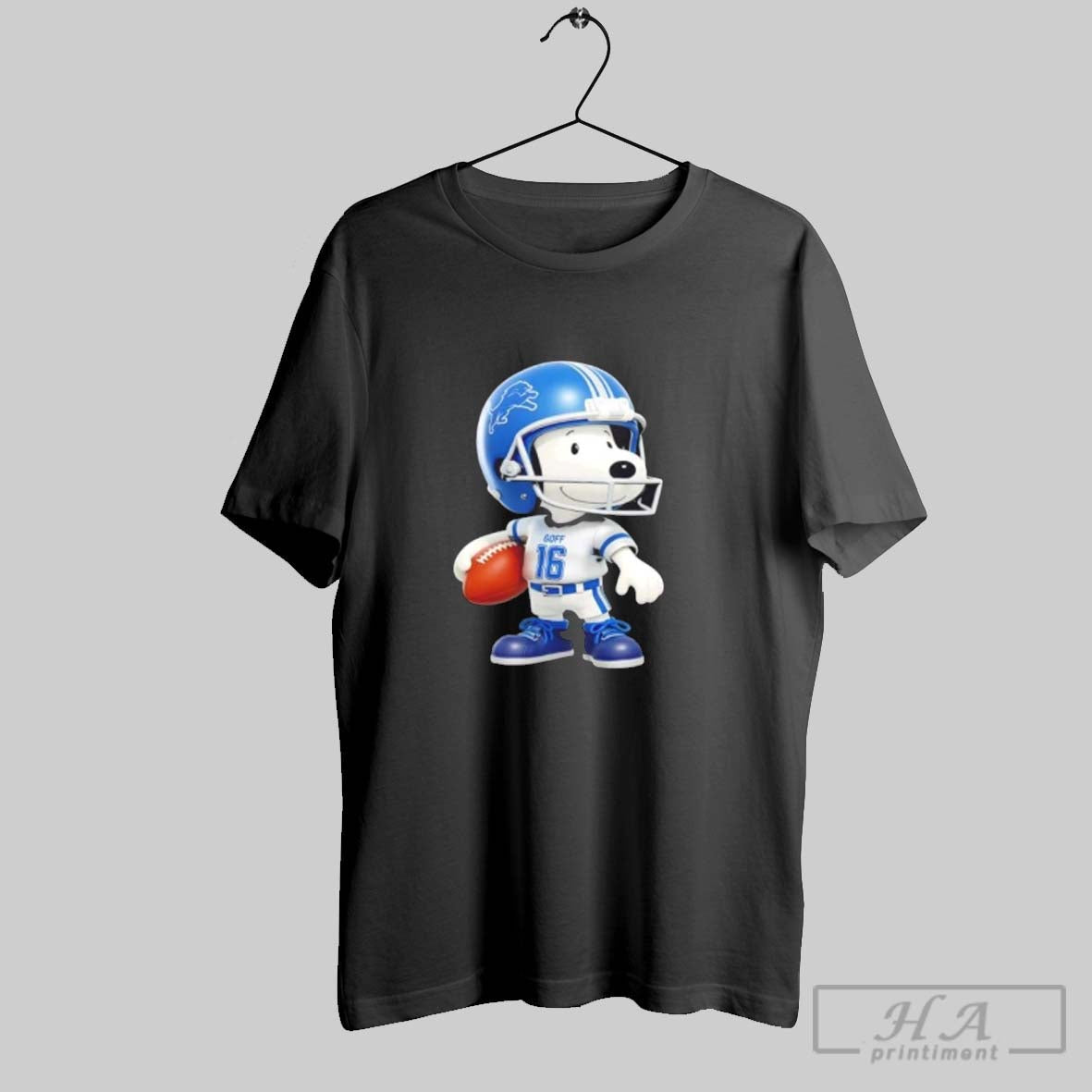 Snoopy Wearing Detroit Lions Football TShirt Designer Design