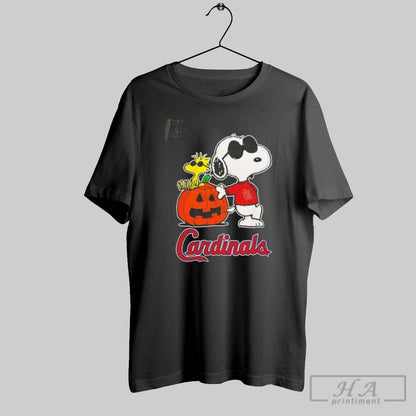 St Louis Cardinals Snoopy Woodstock Pumpkin Halloween Tee Premium