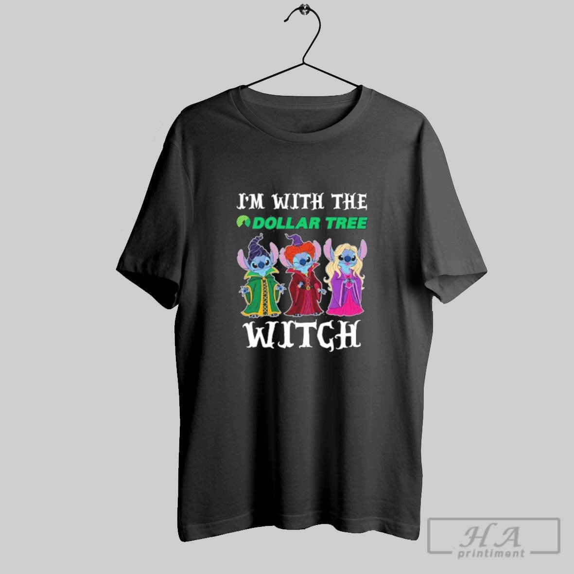 Stitch X Sanderson Sisters Im Dollar Tree Logo Witch Halloween Tee