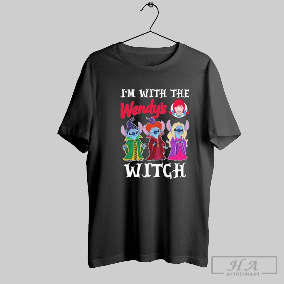 Stitch X Sanderson Sisters Im Wendys Logo Witch Halloween Tee Classic
