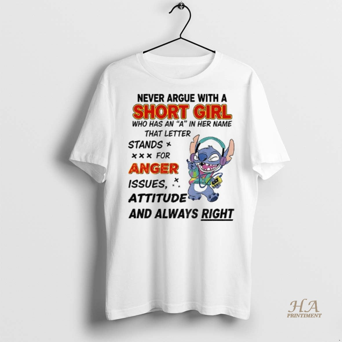 Stitch Never Argue Short Who Has Her Name Shirt Elegant Design