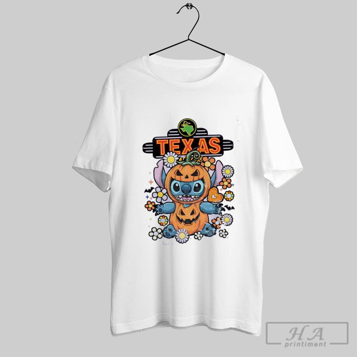 Stitch Pumpkin Texas Happy Halloween Hoodie Vintage Look
